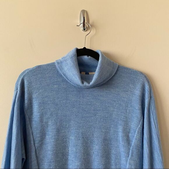 Anthropologie-Moth Robin Eggs Blue Marled Turtleneck Sweater (Size:Small) - Picture 6 of 12